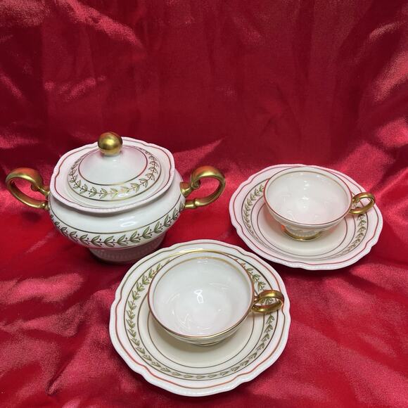 Vintage Castleton Bristol Green Footed Cup & Saucer Set (2) With Sugar Bowl - Picture 1 of 16